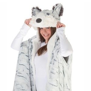 Husky Dog Women Owned Cozy Plush Hooded Critter WRAP ~ Animal Styles